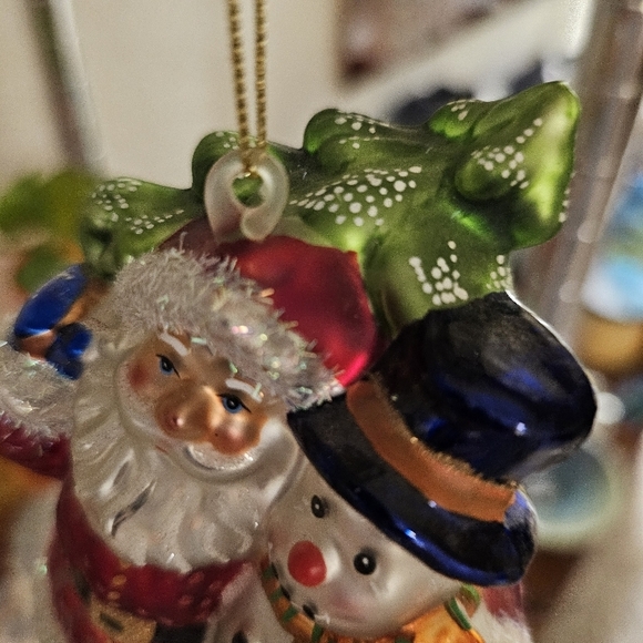 Blown Glass Santa and Snowman Ornament - Picture 12 of 13